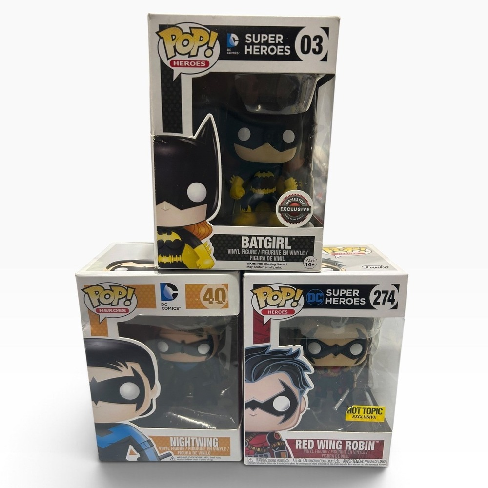 Funko Pop DC Super Heroes Batgirl 03 Nightwing 40 Red Wing Robin 274 Bundle